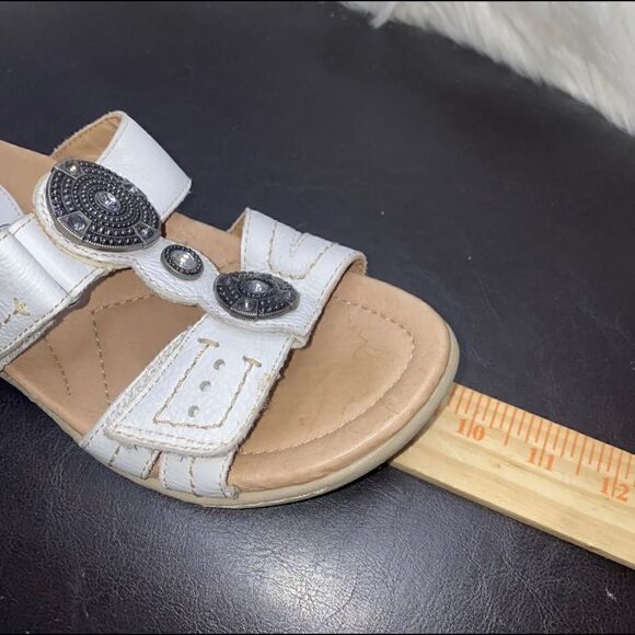 Earth Papaya White Leather Slide Sandals Size 6.5B - Picture 7 of 8